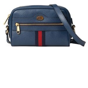 Gucci Ophidia Leather Mini Crossbody Bag in Blue Agate